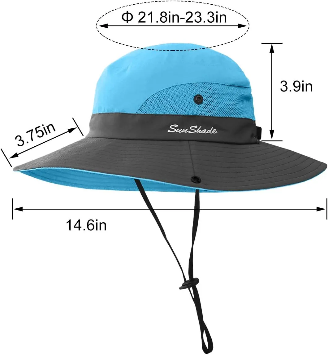 3 Pieces Womens Ponytail Wide Brim Sun Hat Packable UV Protection Beach Cap for Fishing & Hiking