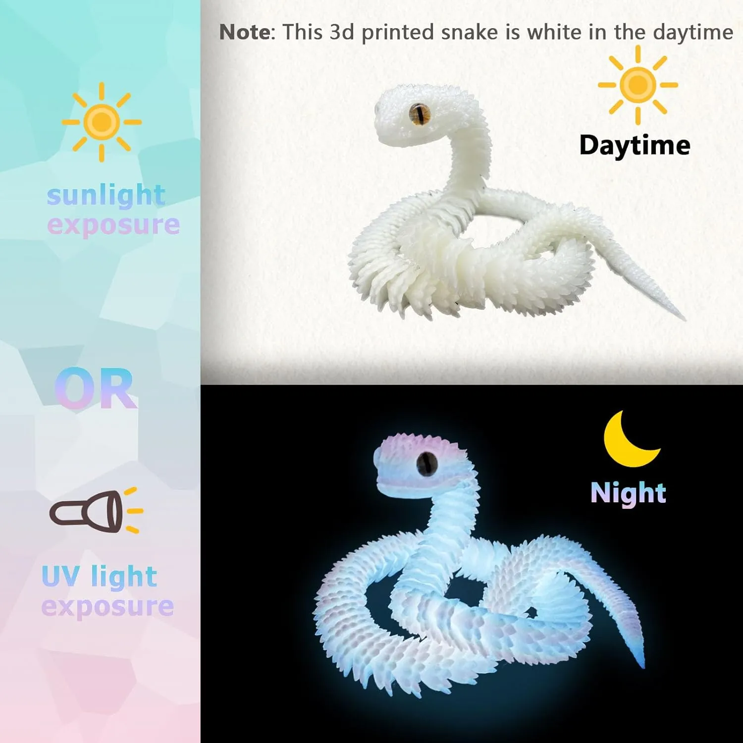 30in 3D Printed Snake Toys Large, Fidget ADHD 3D Printed Toys, Perfect Desk Pet for 3D Printed Animal Collectors