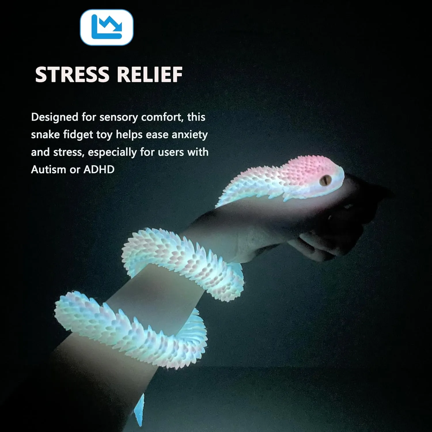 30in 3D Printed Snake Toys Large, Fidget ADHD 3D Printed Toys, Perfect Desk Pet for 3D Printed Animal Collectors