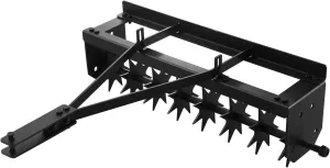 32" Tow Behind Lawn Aerator with Soil Penetrator Spikes, Heavy Duty Steel Lawn Plug Aerator with Universal Hitch for lawns Gardens, Black