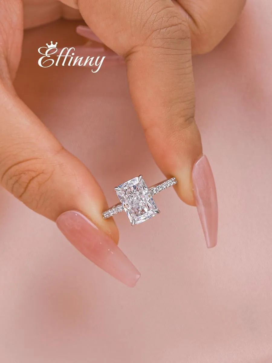 3.5/7.0ct Radiant Cut Engagement Ring,Simulated Diamond Promise Ring for Women in 925 Sterling Silver