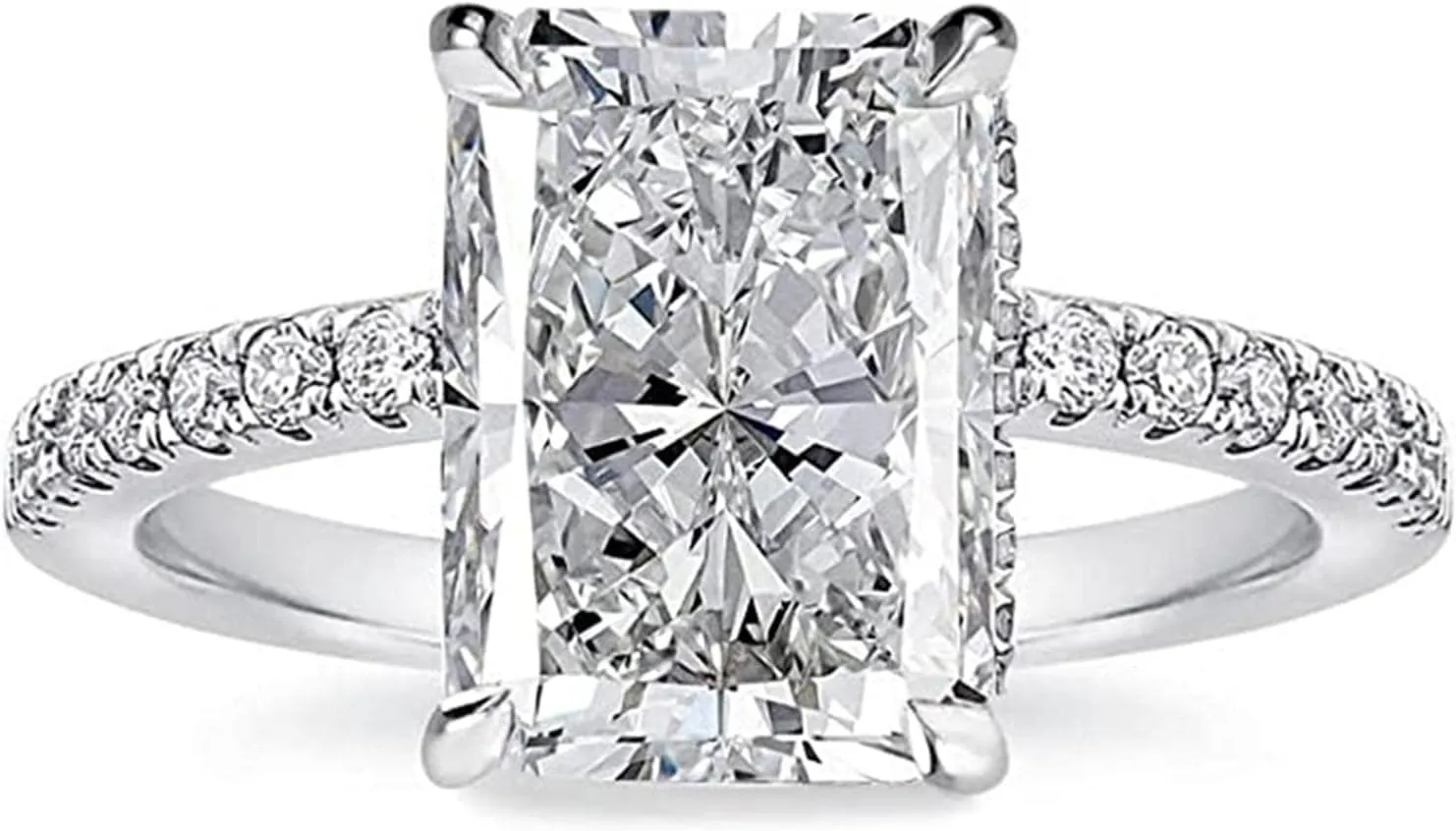 3.5/7.0ct Radiant Cut Engagement Ring,Simulated Diamond Promise Ring for Women in 925 Sterling Silver