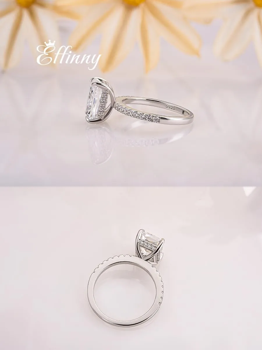 3.5/7.0ct Radiant Cut Engagement Ring,Simulated Diamond Promise Ring for Women in 925 Sterling Silver