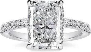 3.5/7.0ct Radiant Cut Engagement Ring,Simulated Diamond Promise Ring for Women in 925 Sterling Silver