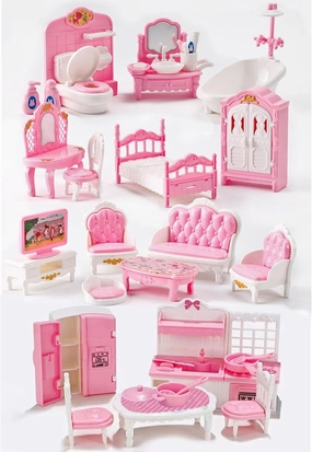 35 Pcs Dollhouse Furniture Accessories Set Mini House Furniture Small Dollhouse Miniature Furniture Play House Accessories 1:12 Tiny Kitchen Bedroom LivingRoom Bathroom Boy Girl Toddler3Y  (A Set)