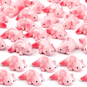 36 Pcs Pink Mini Resin Axolotl Easter Basket Stuffers Figurine Axolotl Charm Miniature Animals Gifts for DIY Craft Garden Tank Decor Holiday Birthday Party Favors