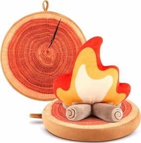 3 Pcs Pretend Campfire Set Includes 1 Fake Campfire Plush Toys and 2 Wood Pillow Pretend Camping Set for Kids Home, Couch, Sofa, Bedroom, Living Room Decor, Camping Themed Decor Toys