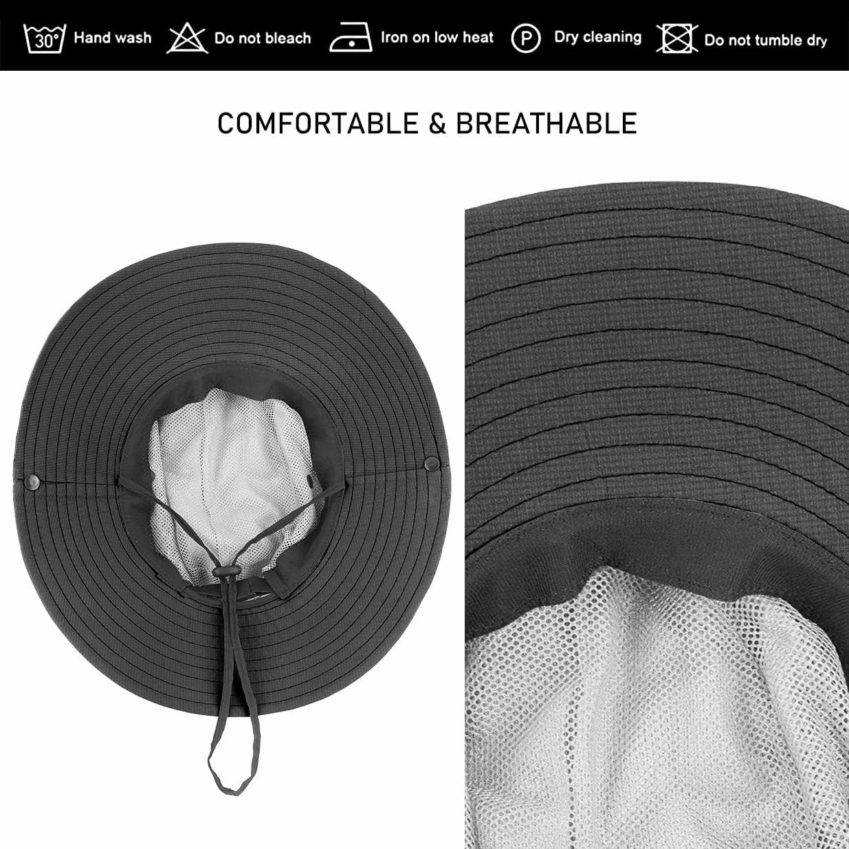 3 Pieces Womens Ponytail Wide Brim Sun Hat Packable UV Protection Beach Cap for Fishing & Hiking
