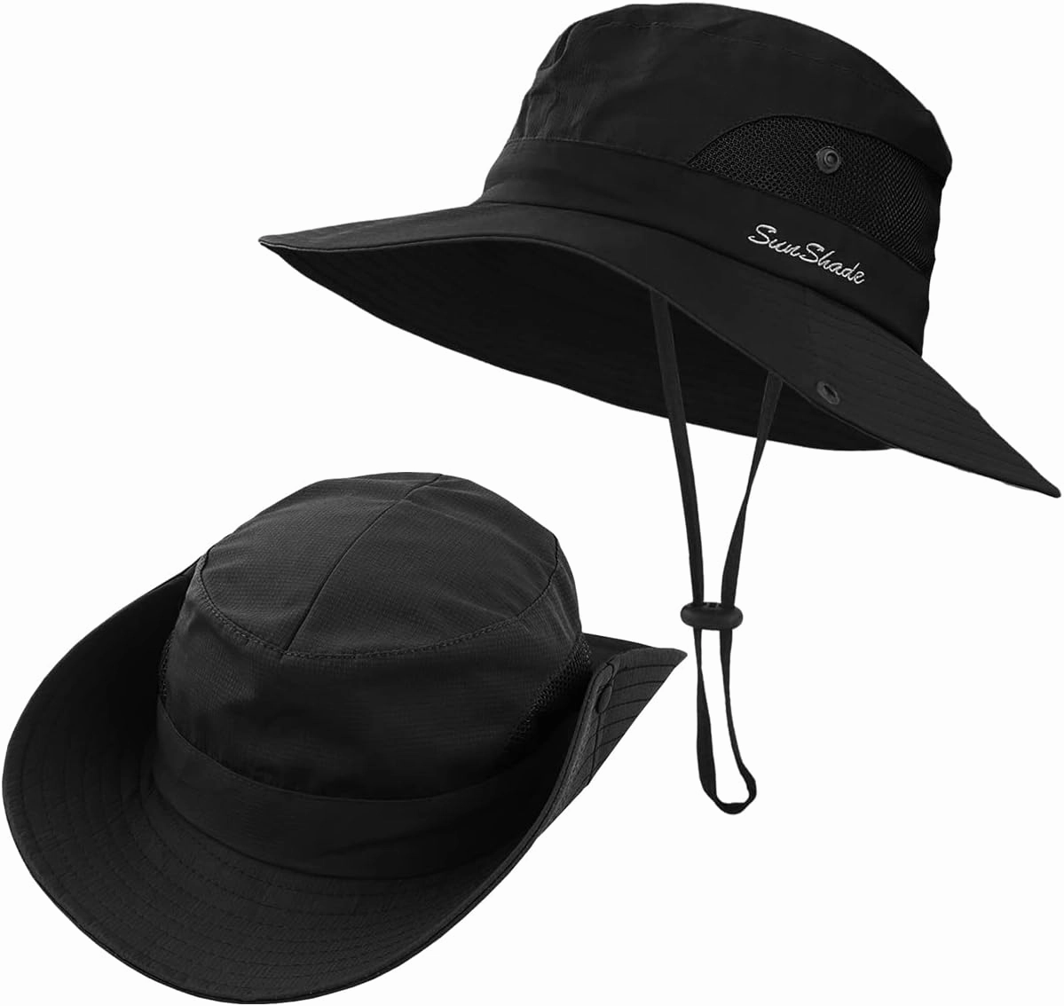 3 Pieces Womens Ponytail Wide Brim Sun Hat Packable UV Protection Beach Cap for Fishing & Hiking