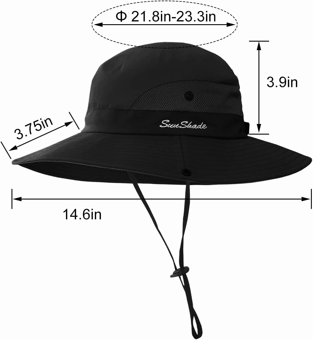 3 Pieces Womens Ponytail Wide Brim Sun Hat Packable UV Protection Beach Cap for Fishing & Hiking