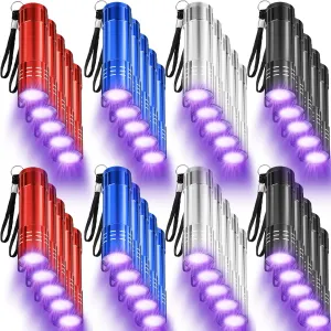 40 Pieces UV Flashlight Black Light Mini UV Handheld Blacklight Flashlights with Lanyard Assorted Colors Detector for Pet Urine and Dry Stains Handheld Blacklight for Scorpion Hunting
