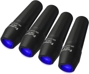 4Pack Mini Black Light 365nm UV Flashlight UVA-T8 Portable Blacklight Led Flashlight for Urine Detection Minerals Resin Curing Scorpion Portable Blacklight UV Led Flashlight