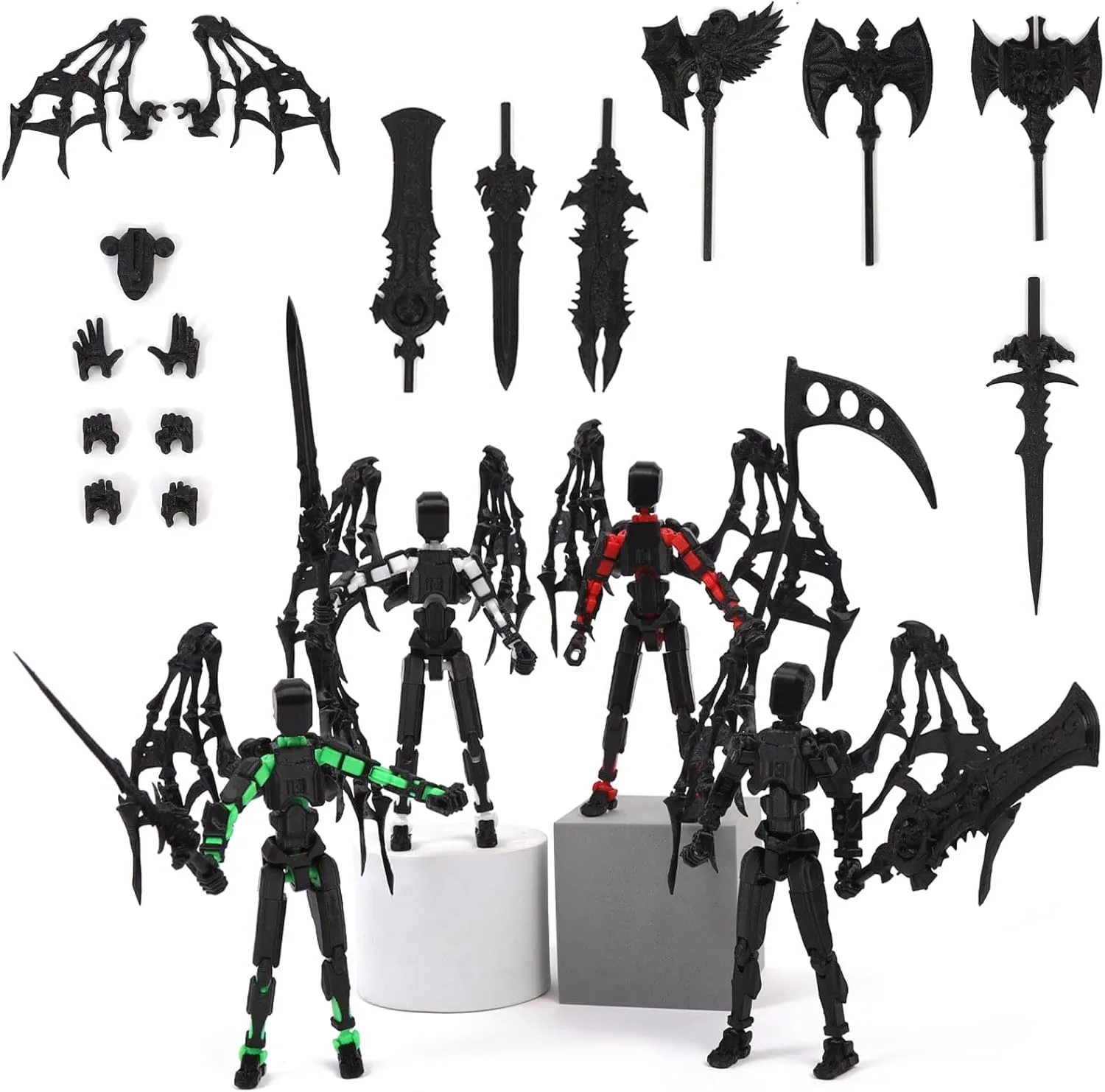4PCS T13 Action Figure,Assembly Completed Titan 13 Action Figure 3D Printed Multi-Jointed Movable,5.54-inch Movable Robot Dummy13,Lucky 13 Action Figures (4PCS Color(A B C D))