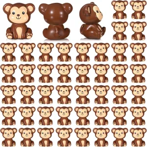 50 Pcs Mini Monkey Figurines Resin Monkey Figures Bulk Tiny Animals Party Favors for Summer Cake Topper Goodie Bag Fillers Supplies Stuffers
