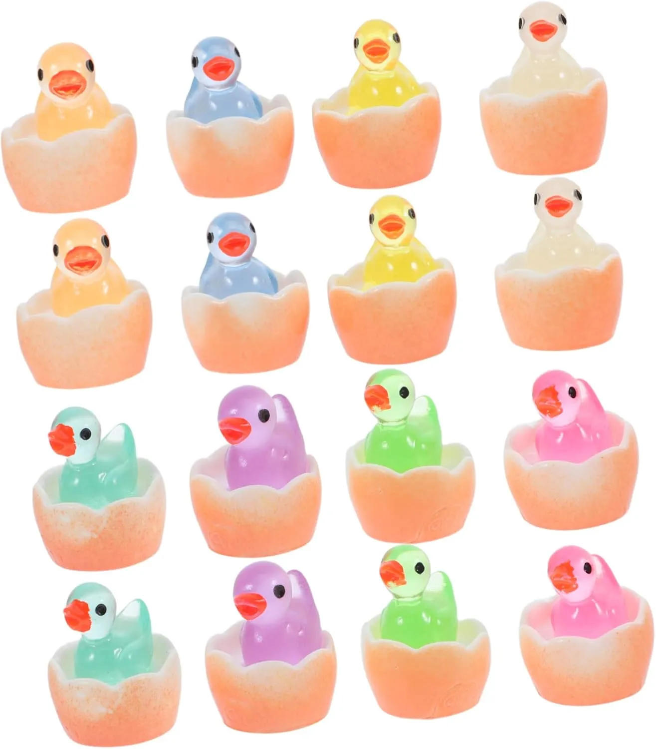 50Pcs Luminous Miniature Resin Ducks Glow Dark Figurines for Fairy Gardens Dollhouse Accessories Micro Landscape and Festive Decorations
