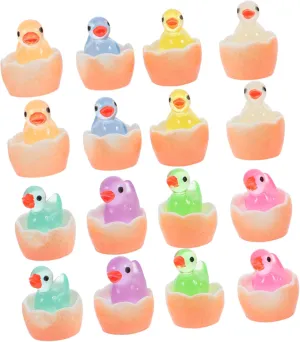 50Pcs Luminous Miniature Resin Ducks Glow Dark Figurines for Fairy Gardens Dollhouse Accessories Micro Landscape and Festive Decorations