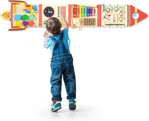 5FT Large Wooden Activity Wall Busy Board, Montessori Sensory Wall Panel for Toddlers, 12 in 1 Learning Activitie Center,Gift for Kids 1-3 Year Olds, Playroom Toy for Boys and Girls