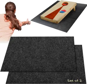 5Ft x 8Ft Cornhole Mats for Under the Boards, 2 Pcs Felt Professional Cornhole Pitch Pad Prevent Slipping, Cornhole Game Accessories Keep Tossing Bags Clean Secure Footing for Outdoor Corn Hole Games