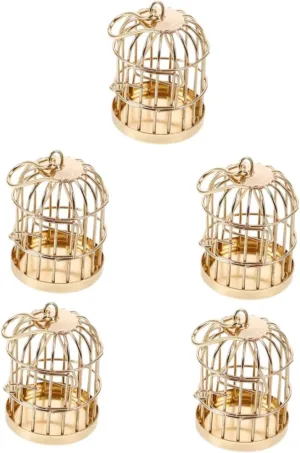 5pcs Miniature Birdcage Ornament Pendant Unique Hanging Decor for Mini Gardening Dollhouse and Home Creative Landscape Accessory for Miniature Garden Art