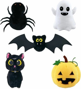 5PCS Halloween Bat Pumpkin Cute Ghost Spider Black Cat Living Room Decoration Pet Toy Doll Plush Toddlers Toys for Birthday