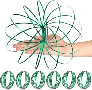 6 Pack Green Spinner Arm Magic Spring Sculpture Colored Magic Kinetic Spring Interactive Stress Relief Rings Festival Accessories