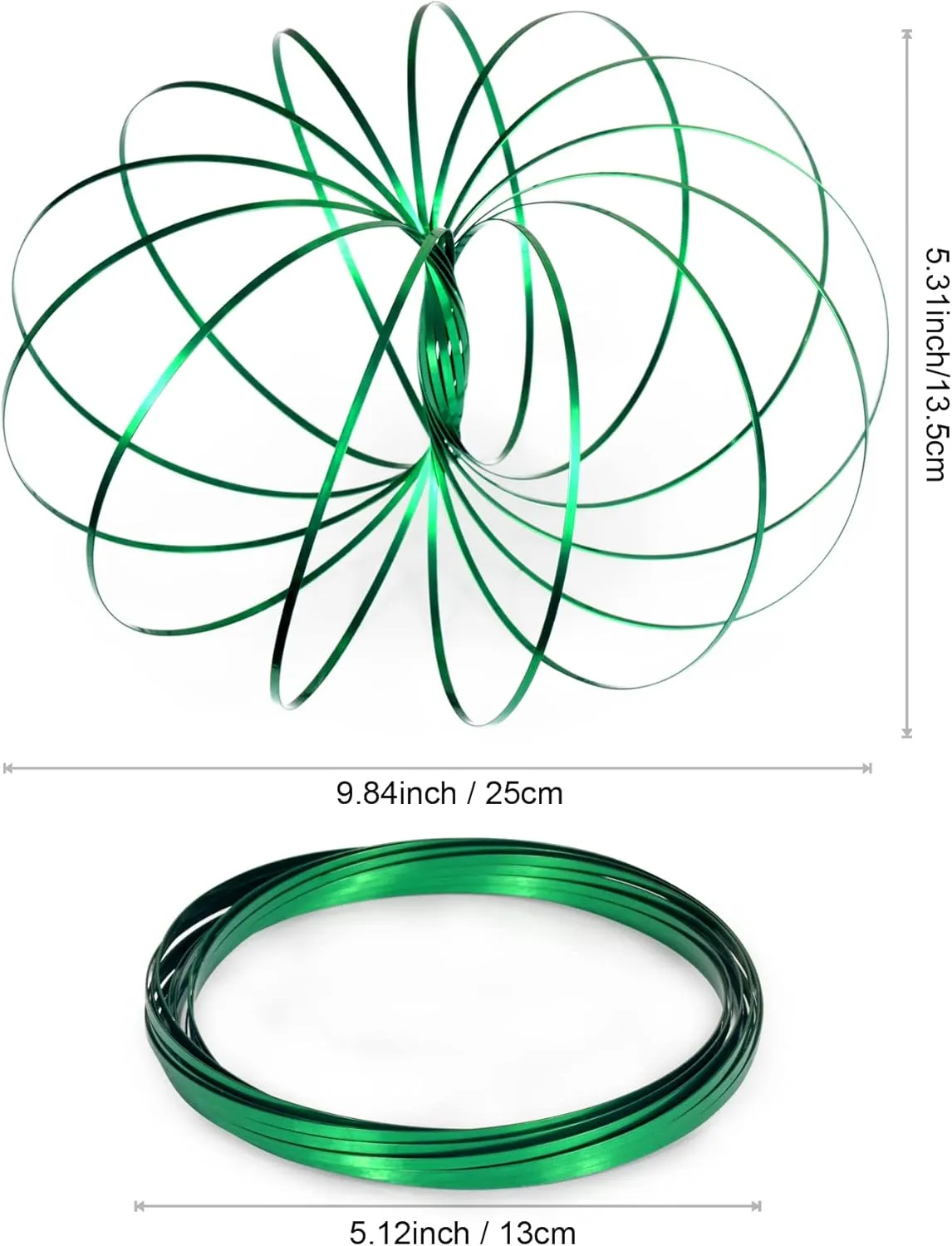 6 Pack Green Spinner Arm Magic Spring Sculpture Colored Magic Kinetic Spring Interactive Stress Relief Rings Festival Accessories