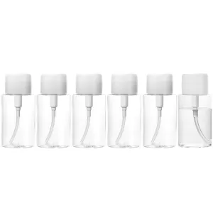 6 Pack Push Down Pump Dispenser Empty Push Top Bottles Containers for Nail Polish Makeup Remover Micellar Water Facial Toner 6.8oz/200ML