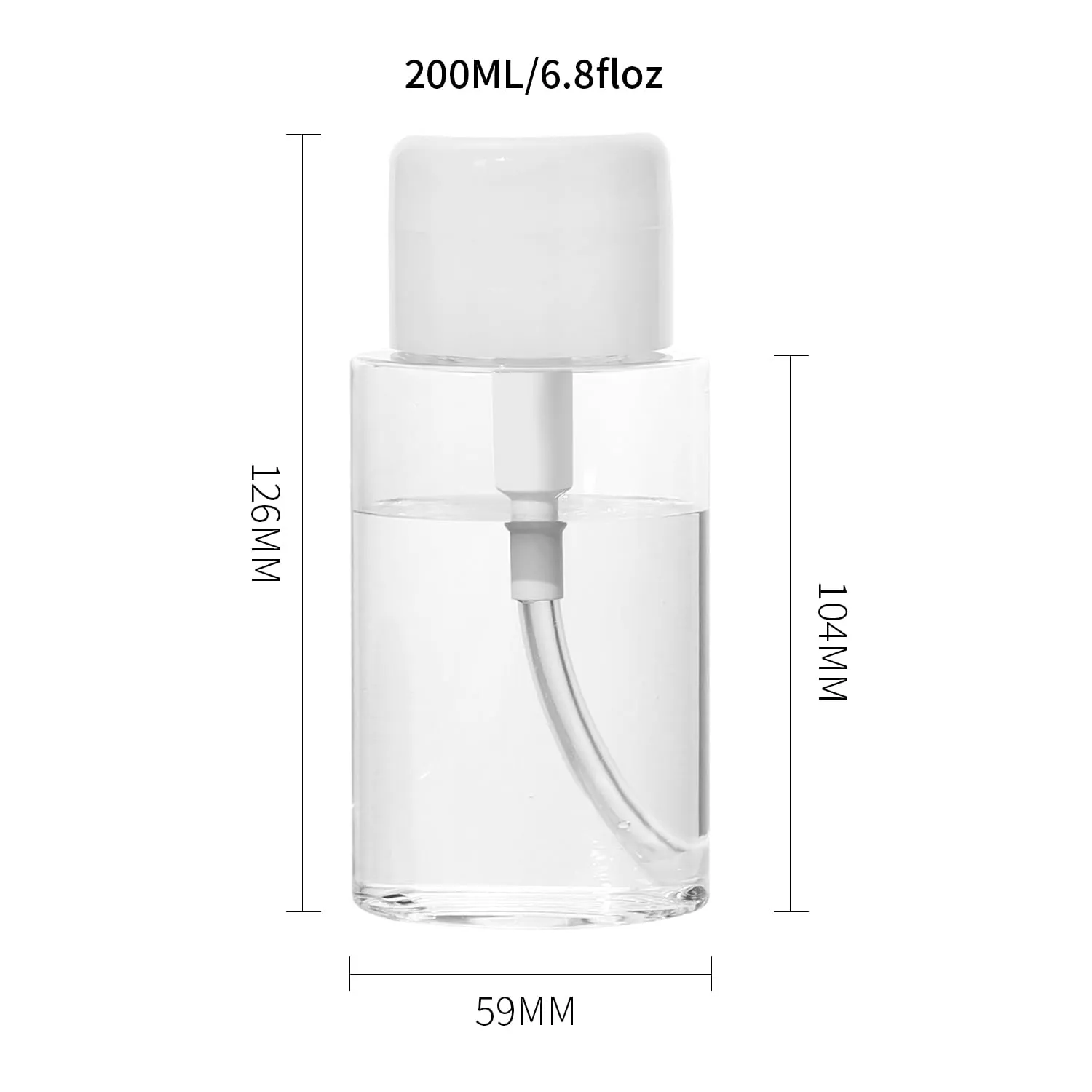 6 Pack Push Down Pump Dispenser Empty Push Top Bottles Containers for Nail Polish Makeup Remover Micellar Water Facial Toner 6.8oz/200ML