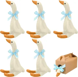 6 Set One Silly Goose Party Favors 15.7inch Adopt a Pet Plush Stuffed Animal Swan Toy with 6 Goose 6 Gift Boxes and 1 Roll Ribbon for Baby Shower Birthday Party Gift