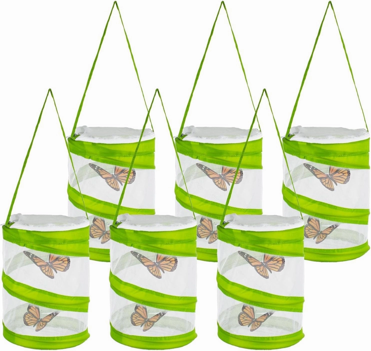 6PCS Mini Butterfly Habitat, Dragonfly Butterfly Flying Insect Mesh Cage, Outdoor Observation Plant and Small Animal Terrarium Pop up Open-5.5" x 7.5" Tall (S-Cylinder 6pcs)
