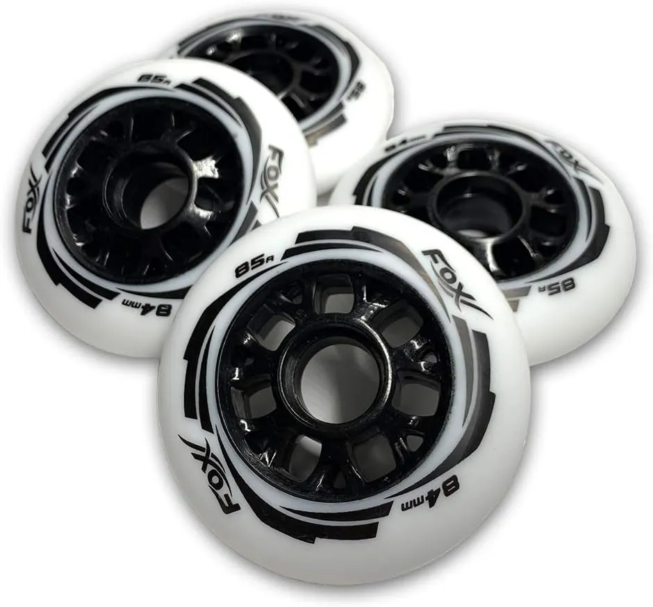 85A Wear-Resistant 84mm SHR PU Speed Inline Roller Skates Replacement Wheels Without Bearings for Indoor Outdoor Wave Board Caster Board Street Surf (Pack of 4 Wheels)