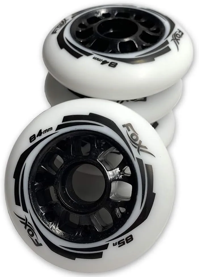 85A Wear-Resistant 84mm SHR PU Speed Inline Roller Skates Replacement Wheels Without Bearings for Indoor Outdoor Wave Board Caster Board Street Surf (Pack of 4 Wheels)
