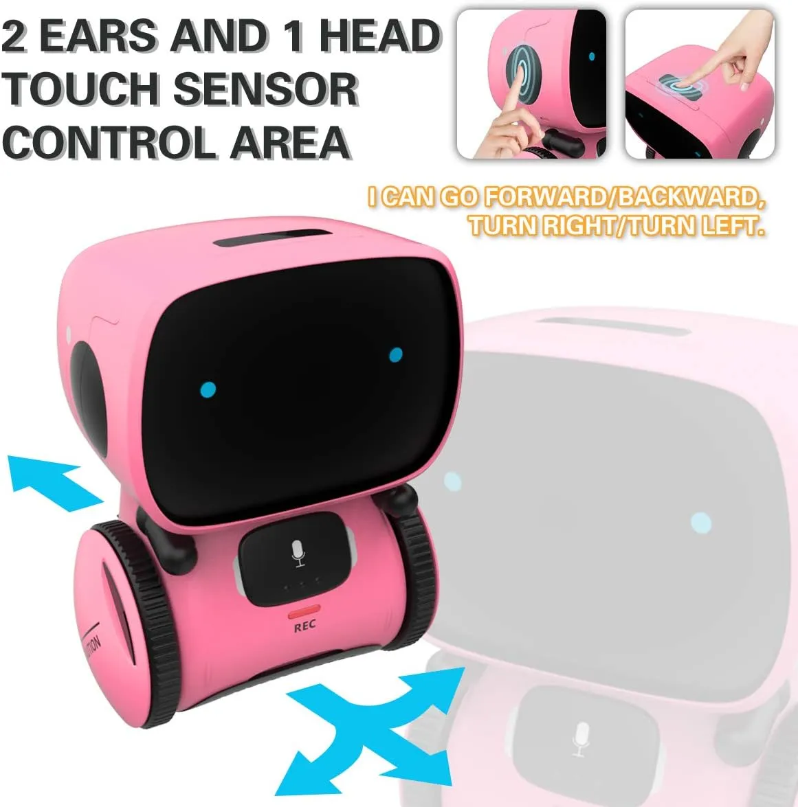 98K Kids Robot Toys for Girls and Boys, Voice Control and Touch Sensor Interactive Smart Talking Robots Intelligent Partner and Teacher with Singing, Dancing, Repeating, Toy Gifts for Kid Age 3 and Up