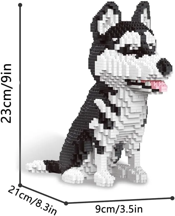 9inch Hight Husky Dog Model Micro Mini Building Blocks Set: A Fun Gift & Educational Recreational Toy for Pet Lovers