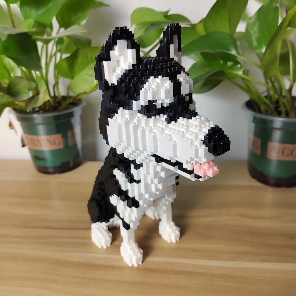 9inch Hight Husky Dog Model Micro Mini Building Blocks Set: A Fun Gift & Educational Recreational Toy for Pet Lovers