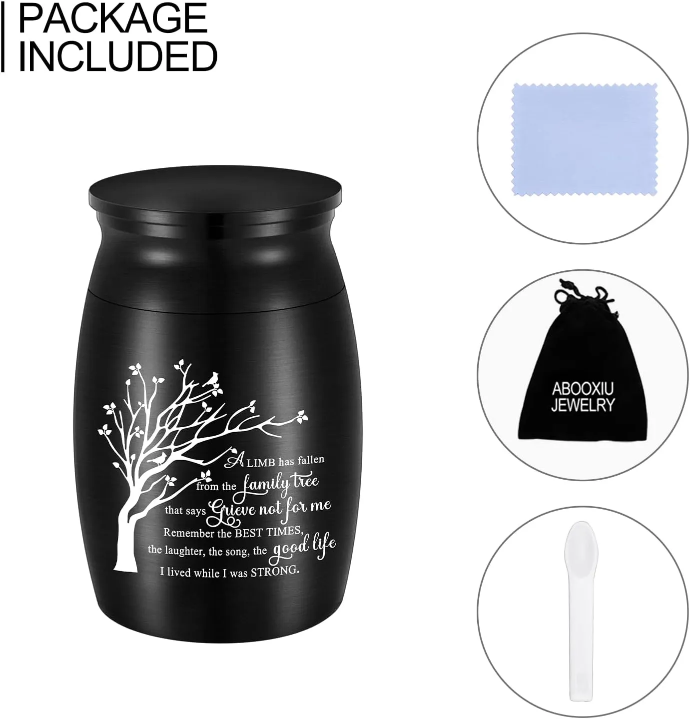 abooxiu Personalized 3 Inches Small Urn for Ashes Tree of Life Aluminum Mini Urn for Ashes Cremation Keepsake for Human Ashes Memorial Ashes Holder for Women Men Black