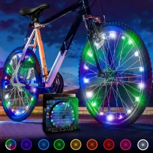 Activ Life 2-Tire Pack LED Bike Wheel Lights with Batteries Included, Get 100% Brighter and Visible from All Angles for Ultimate Safety and Style