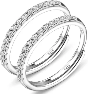 Adjustable 14K Gold Plated Stacking Rings for Oura Ring Gen 4/ Gen 3, 2 Pack Cubic Zirconia Simulated Diamond Oura Ring Stack for Women
