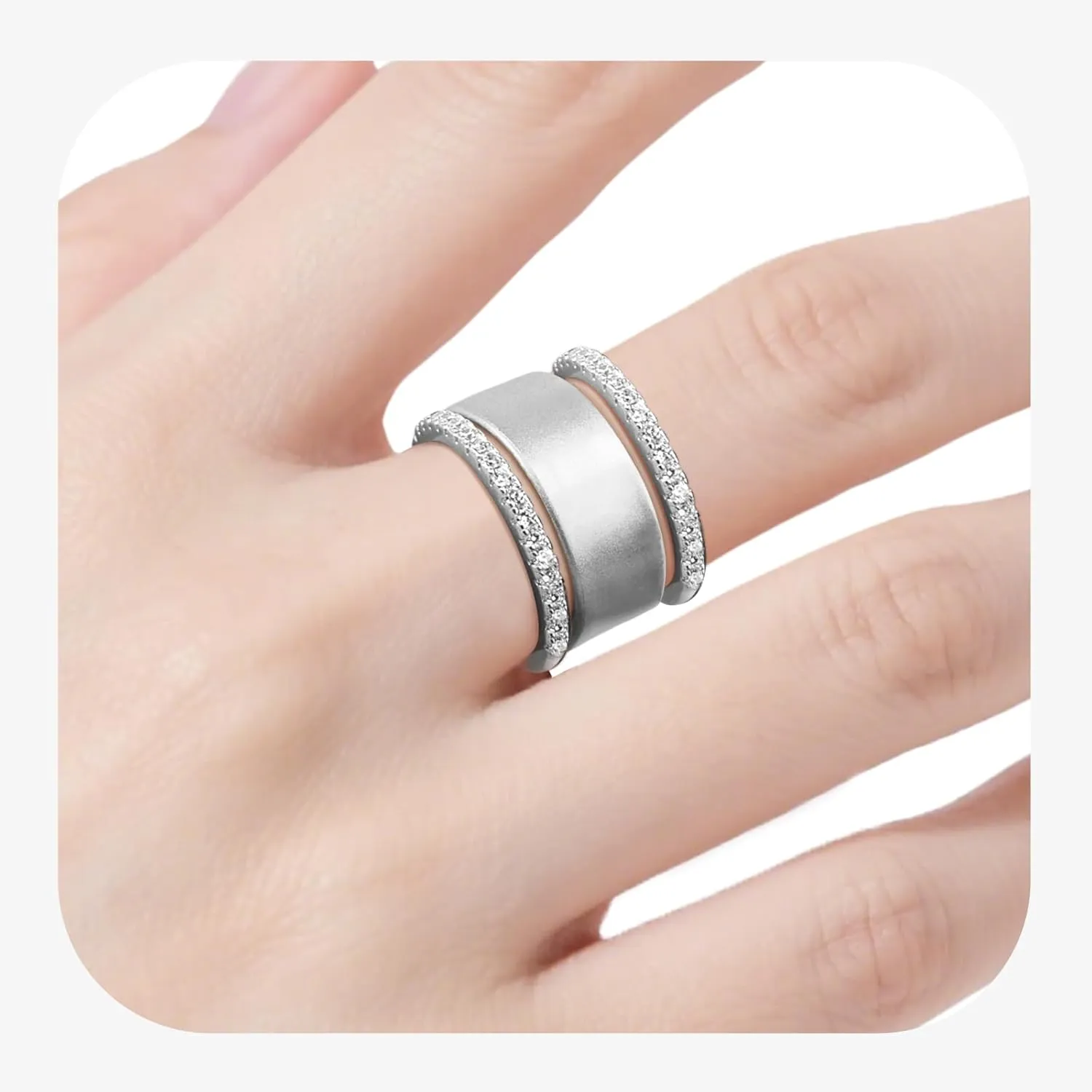 Adjustable 14K Gold Plated Stacking Rings for Oura Ring Gen 4/ Gen 3, 2 Pack Cubic Zirconia Simulated Diamond Oura Ring Stack for Women
