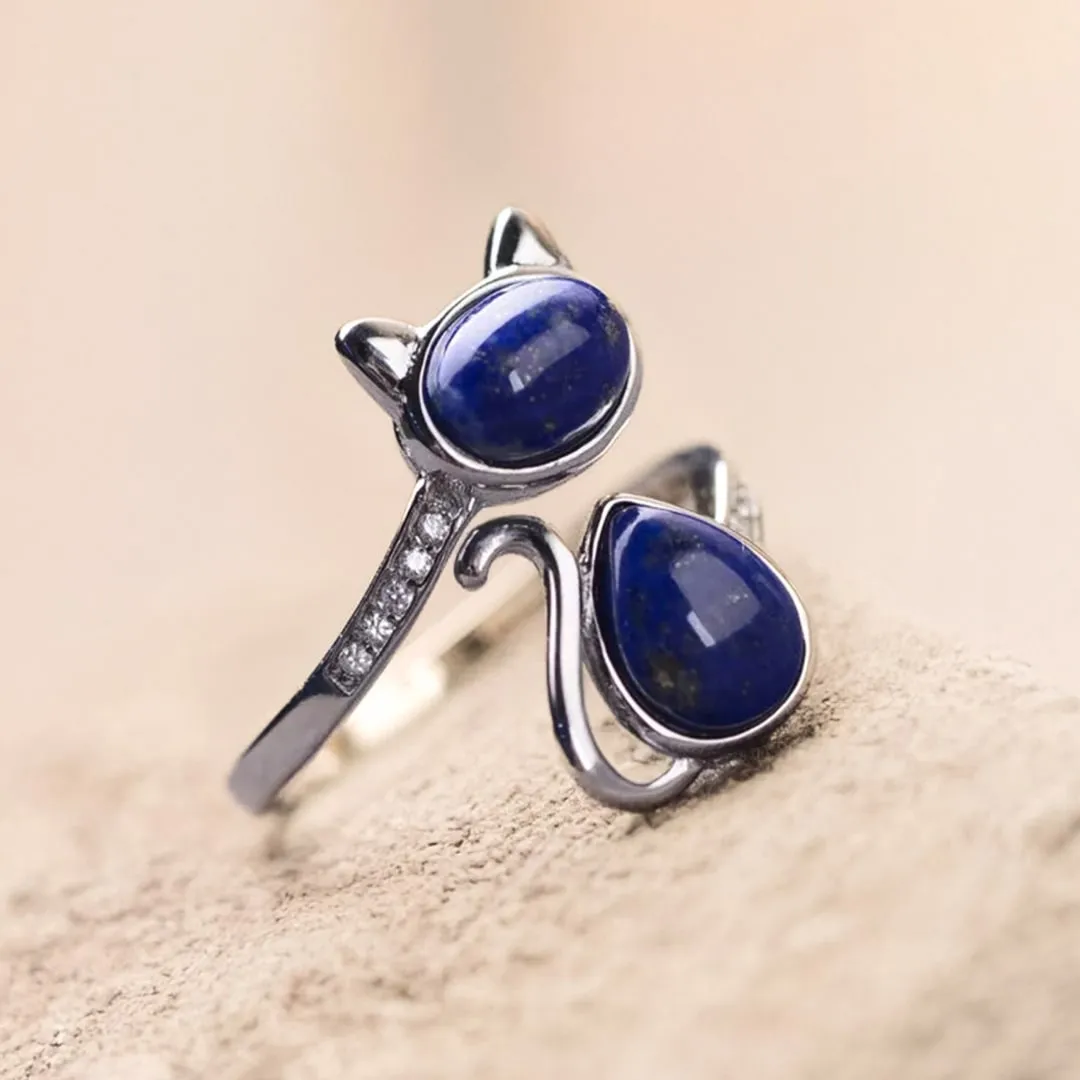Adjustable "Cat" Ring in Lapis Lazuli