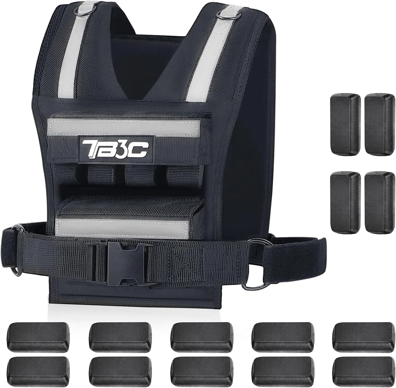 Adjustable Weighted Vest Men 19lbs/ 30lbs/ 40lbs Weights with Reflective Stripe, Weight Vest Woman Workout Vest for Strength Training,Running & Walking.