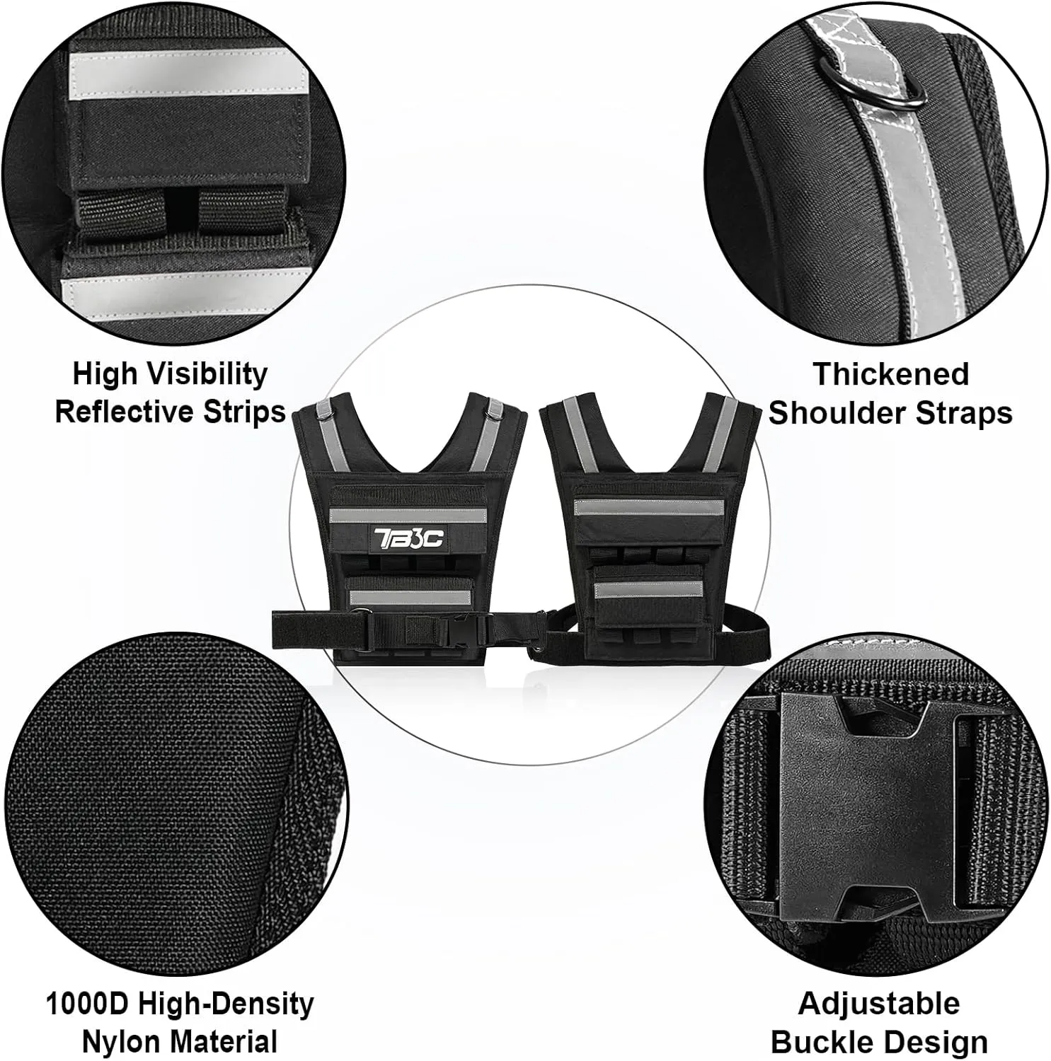 Adjustable Weighted Vest Men 19lbs/ 30lbs/ 40lbs Weights with Reflective Stripe, Weight Vest Woman Workout Vest for Strength Training,Running & Walking.