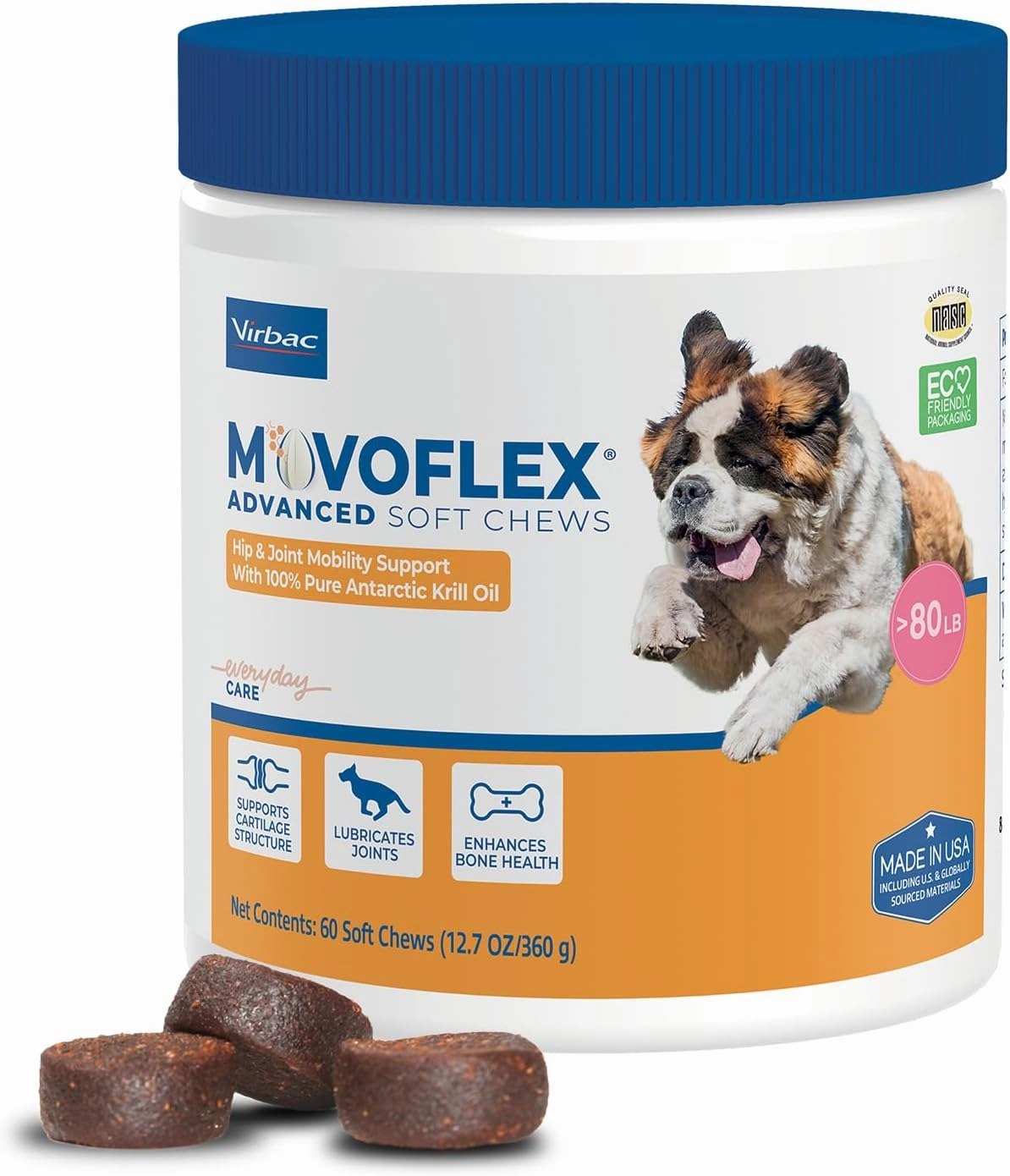 Advanced Soft Chews Hip Joint Support Supplement for Large Dogs 60 Count by Virbac