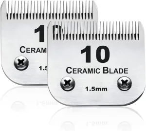 AIJALY 10 Blades Dog Grooming Blades Compatible with Andis/Wahl/Oster Pet Clippers AG AGC Ceramic Sharp Size-10, 1/16-Inch Cut Length (#10 Blade/2PC)