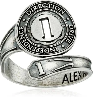 Alex and Ani "Numerology" Number, Sterling Silver Spoon Ring, Size 7-9