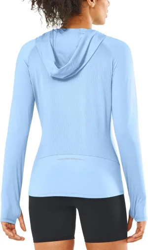 ALLZERO Women's Sun Protection Hoodie UPF 50  Long Sleeve with Back Breathable Mesh for Outdoor Fishing Hiking