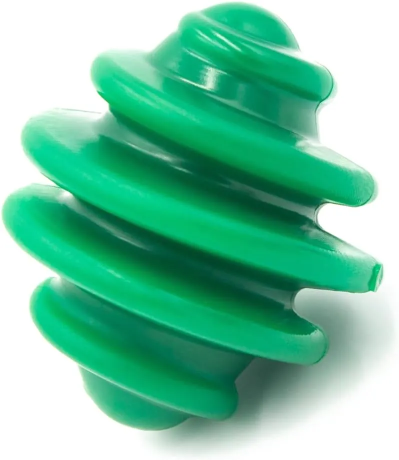 Alpha - Spiral - Heavy-Duty Rubber Dog Enrichment Chew Toy & Treat Spreader - Choose Your Color - 4" L × 3.5" W × 3.5" H (Green)