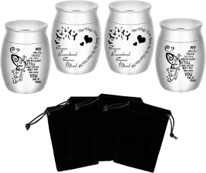 Aluminium Mini Urns - Set of 4, 1.57 Inch High, Keepsake Urns for Human/Pet Ashes