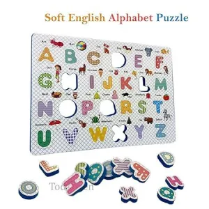 AM2719 ABCD Puzzle Board Game for Kids Removeable English Alphabet with Corresponding Picture & Their Name - Early Learning Educational Toy for Pre-Schooler & Kindergarten Children-Multicolor