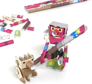 Andy & Pino Art Prodigy & Wooden Doll - Japanese 3D Paper Puzzle DIY Robot kit for Kids and Origami Kit for Adults